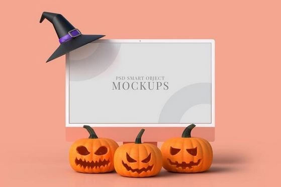 موکاپ و کادر متن کدو هالووین لایه باز